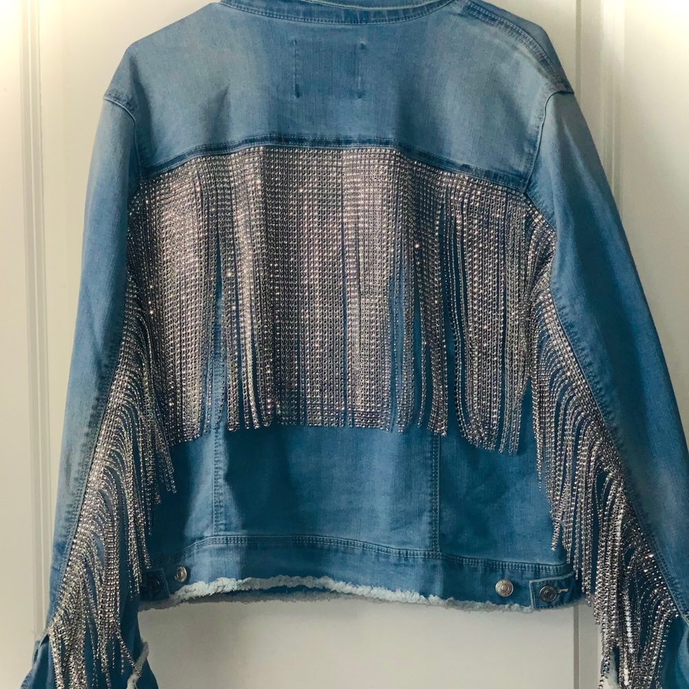 Rhinestone fringe Jean jacket